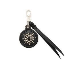 COLOR STONE STUDS LEATHER KEY RING (BLACK)｜カラーストーン スタッズレザー キーリング キーホルダー｜CL-26SS019LE