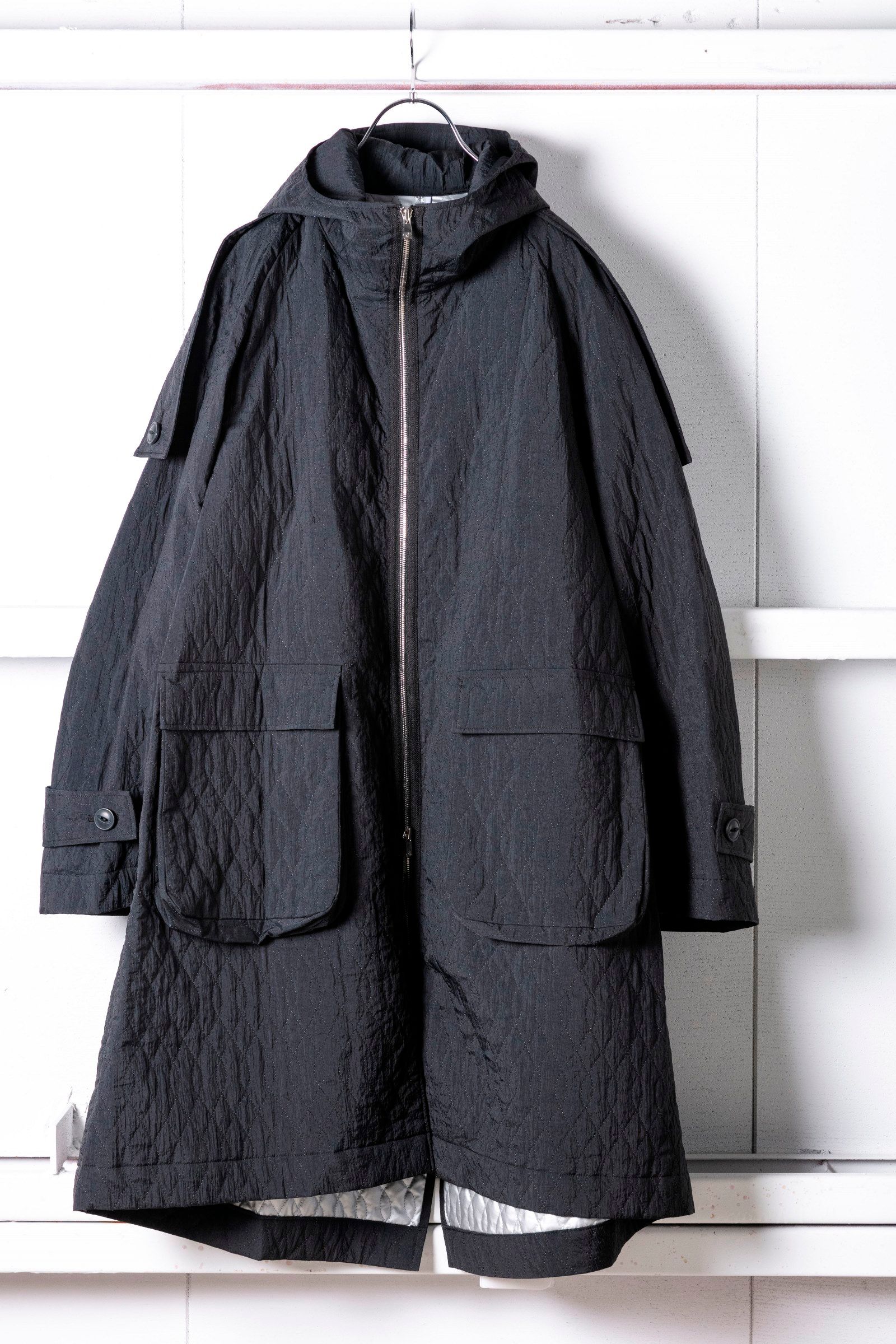 prasthana - quilting field coat (BLACK) / キルティング フィールド 