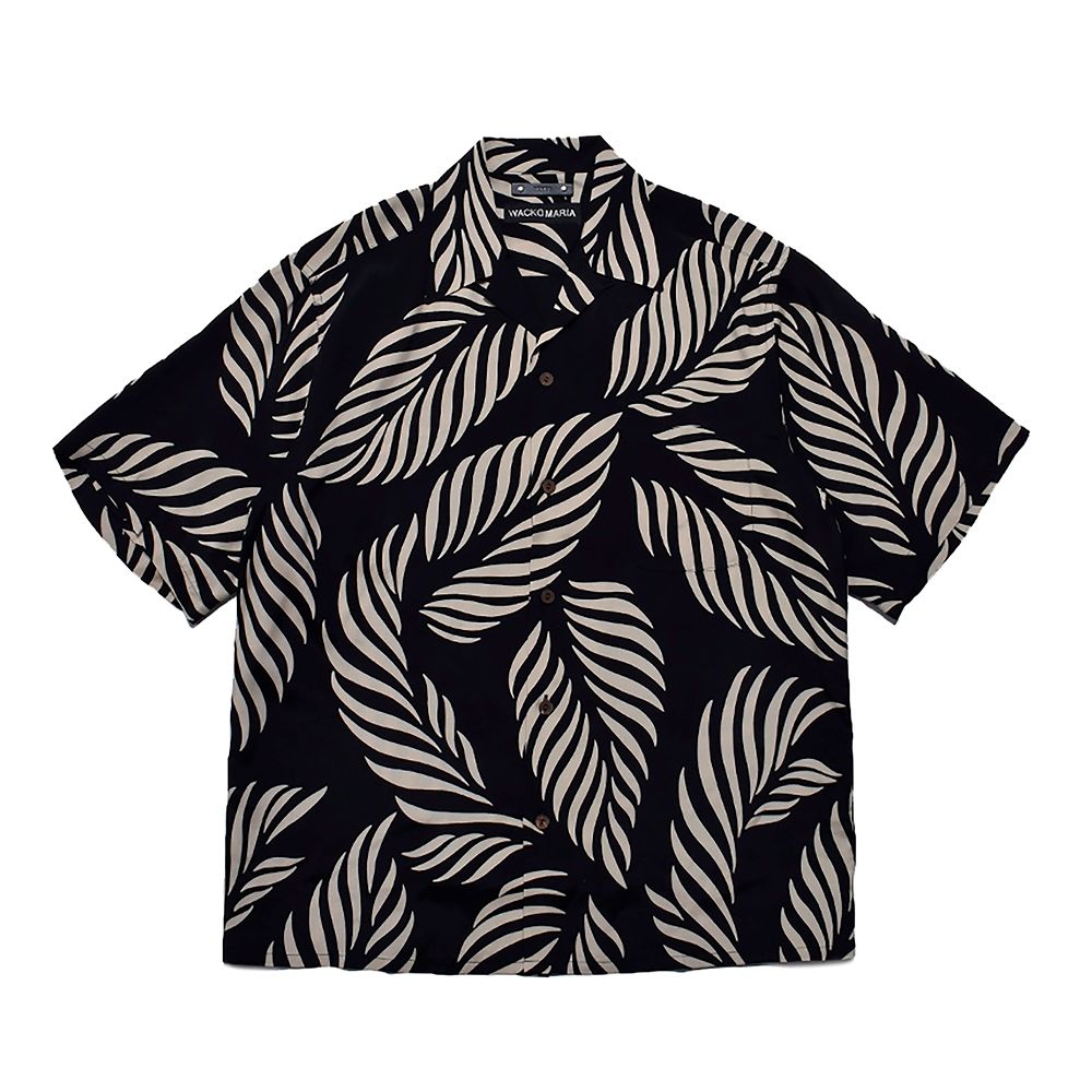× WACKO MARIA Leaf Motif Hawaiian Shirt （BLACK×BEIGE） / ワコマリア アロハシャツ （ブラック×ベージュ） 25MND-WM001