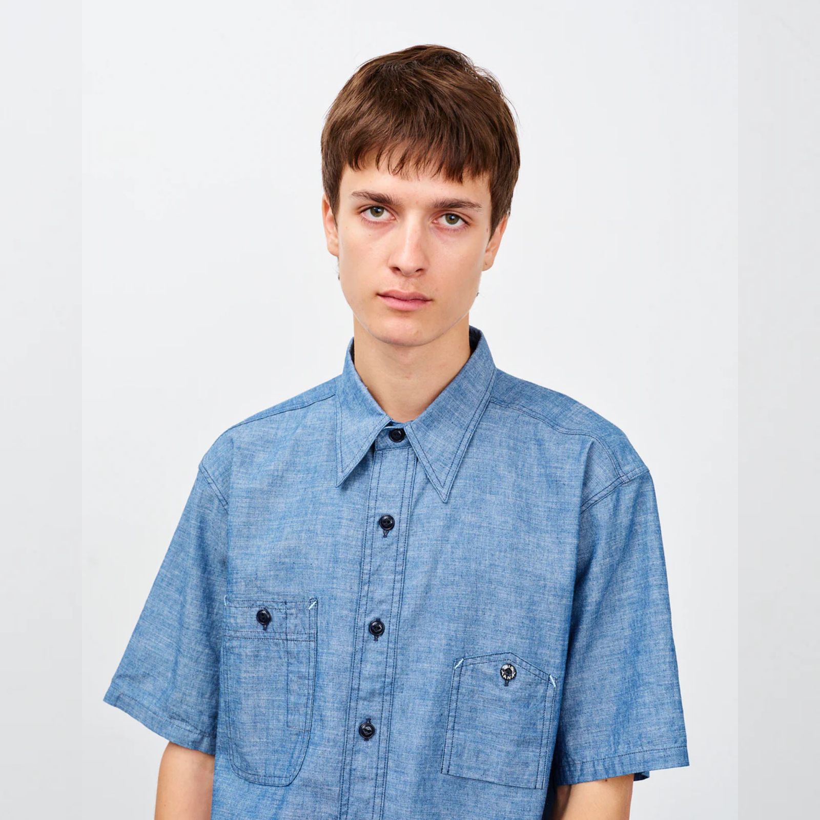 Y1942 S-SLEEVE CHAMBRAY SHIRT （INDIGO）｜シャンブレー 半袖シャツ （インディゴ）