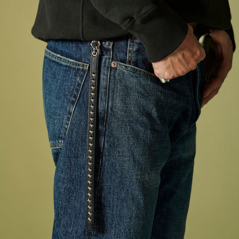 CALEE - STUDS LEATHER LONG KEY RING (BLACK) / スタッズ CALEE - STUDS LEATHER LONG KEY RING (BLACK) / スタッズ