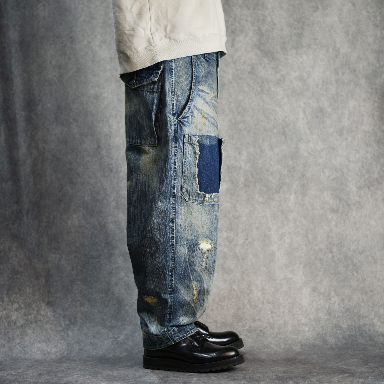 STEINBECK DENIM POCKET PANTS VINTAGE CUSTOM (BLUE) / デニム ポケット パンツ ヴィンテージ カスタム （ブルー） / PC-005-2499-40