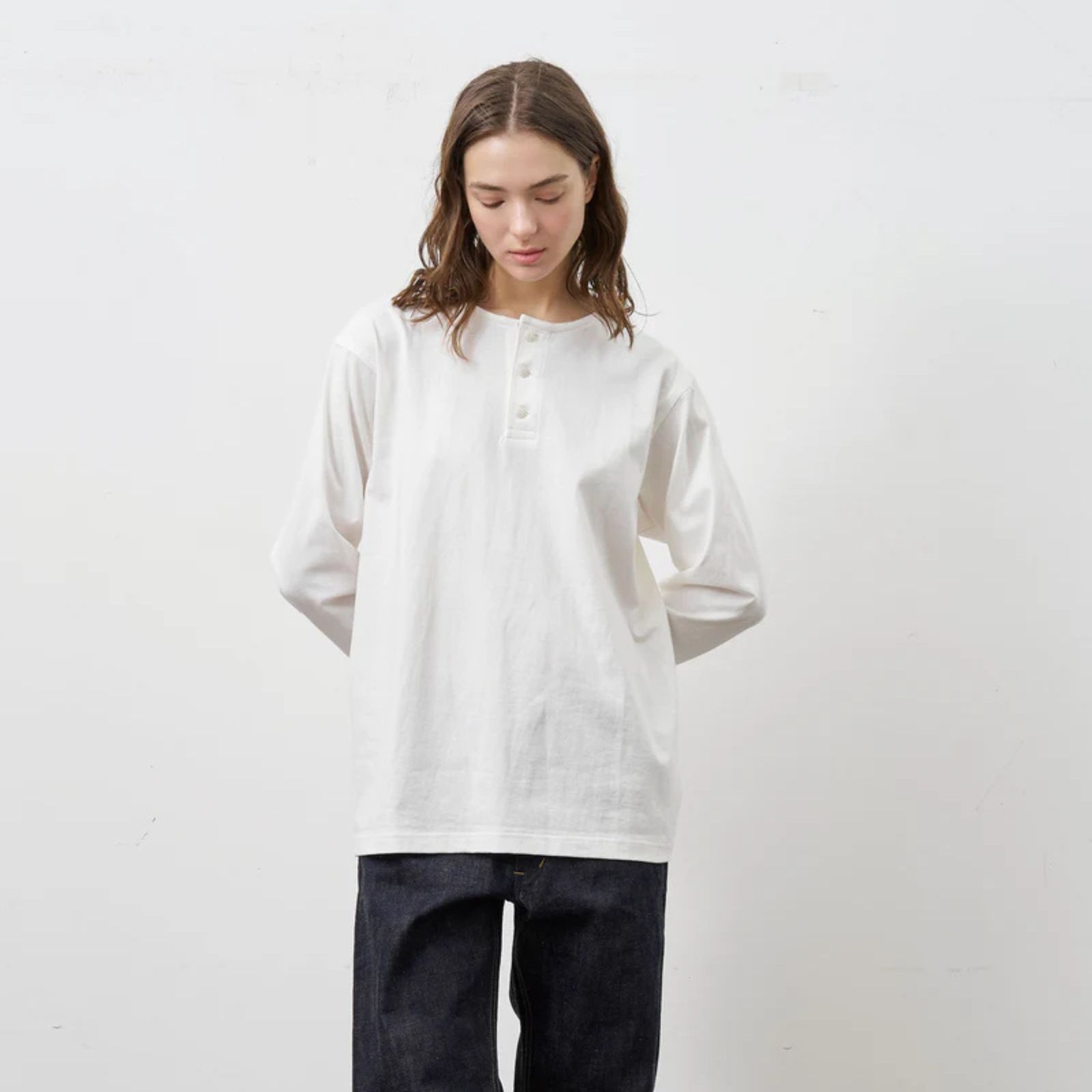 HENLEY NECK L/S TEE （WHITE）｜ ヘンリーネック ロングスリーブ （ホワイト） 602-261-15