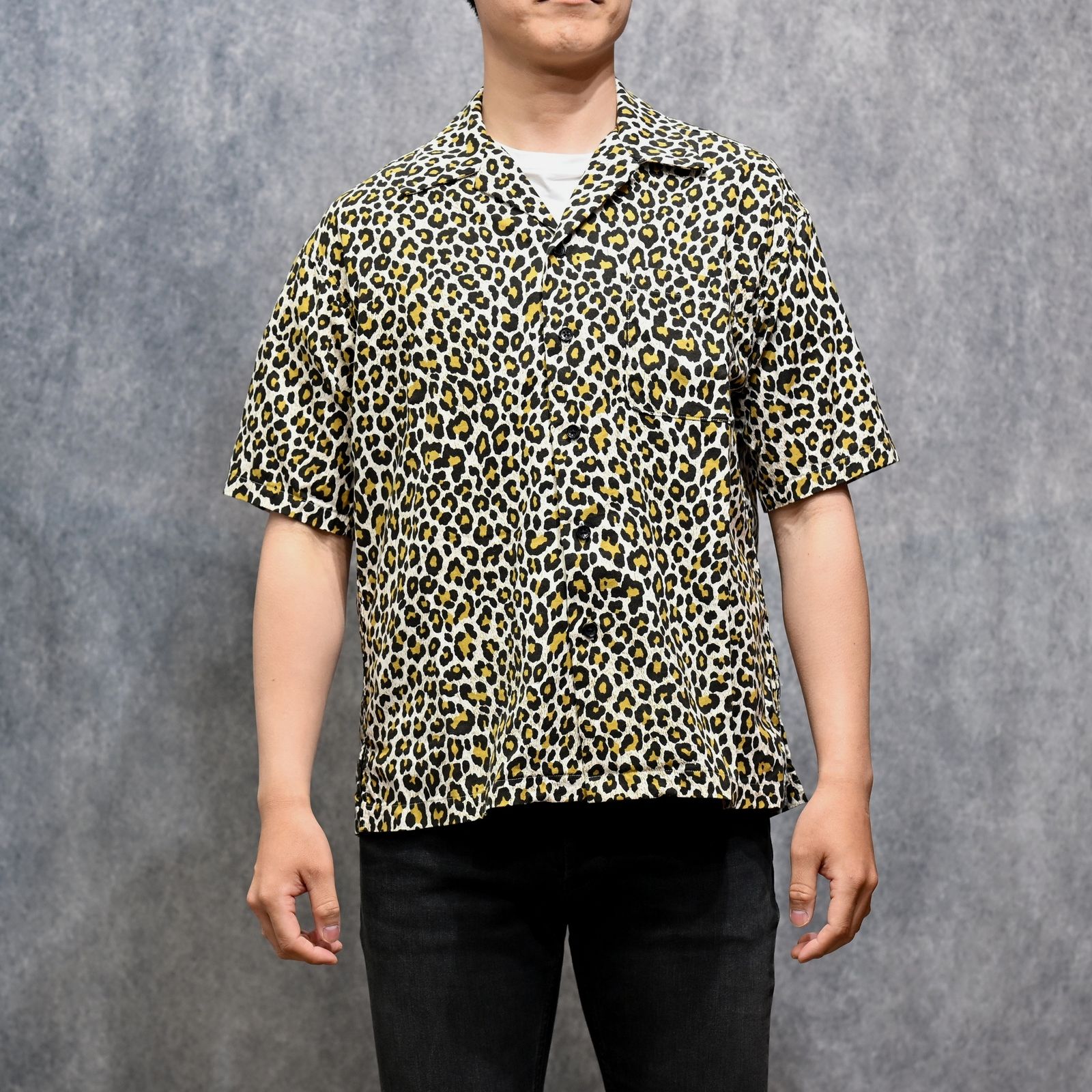MINEDENIM - Leopard Print Flannel S.S Open Collar SH （BRT