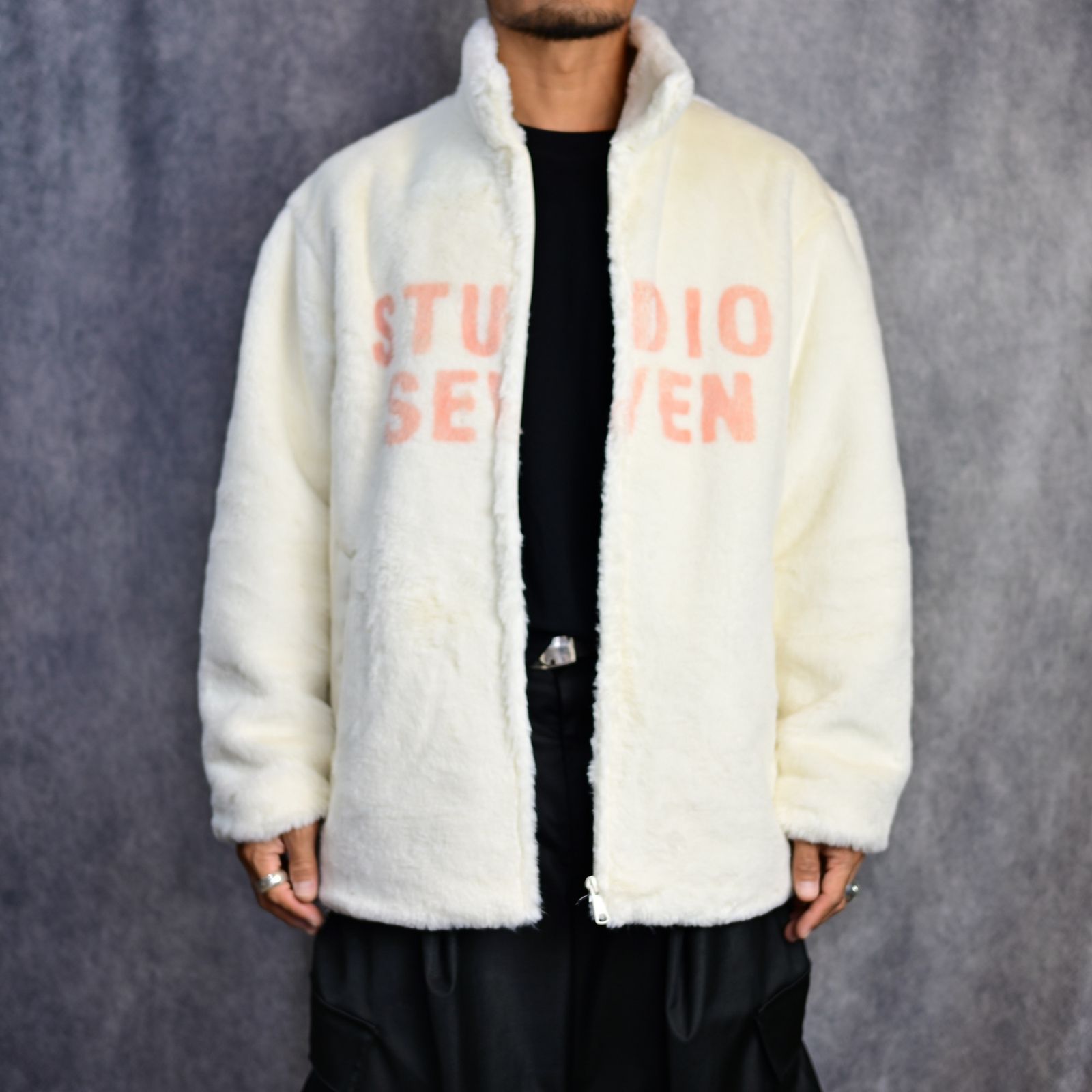 Fake Fur Middle Jacket （WHITE） / フェイクファー ジャケット ブルゾン （ホワイト）