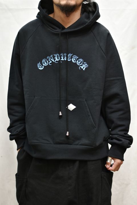 COTTON HOODED SWEATER 'BRAIN (BLACK)