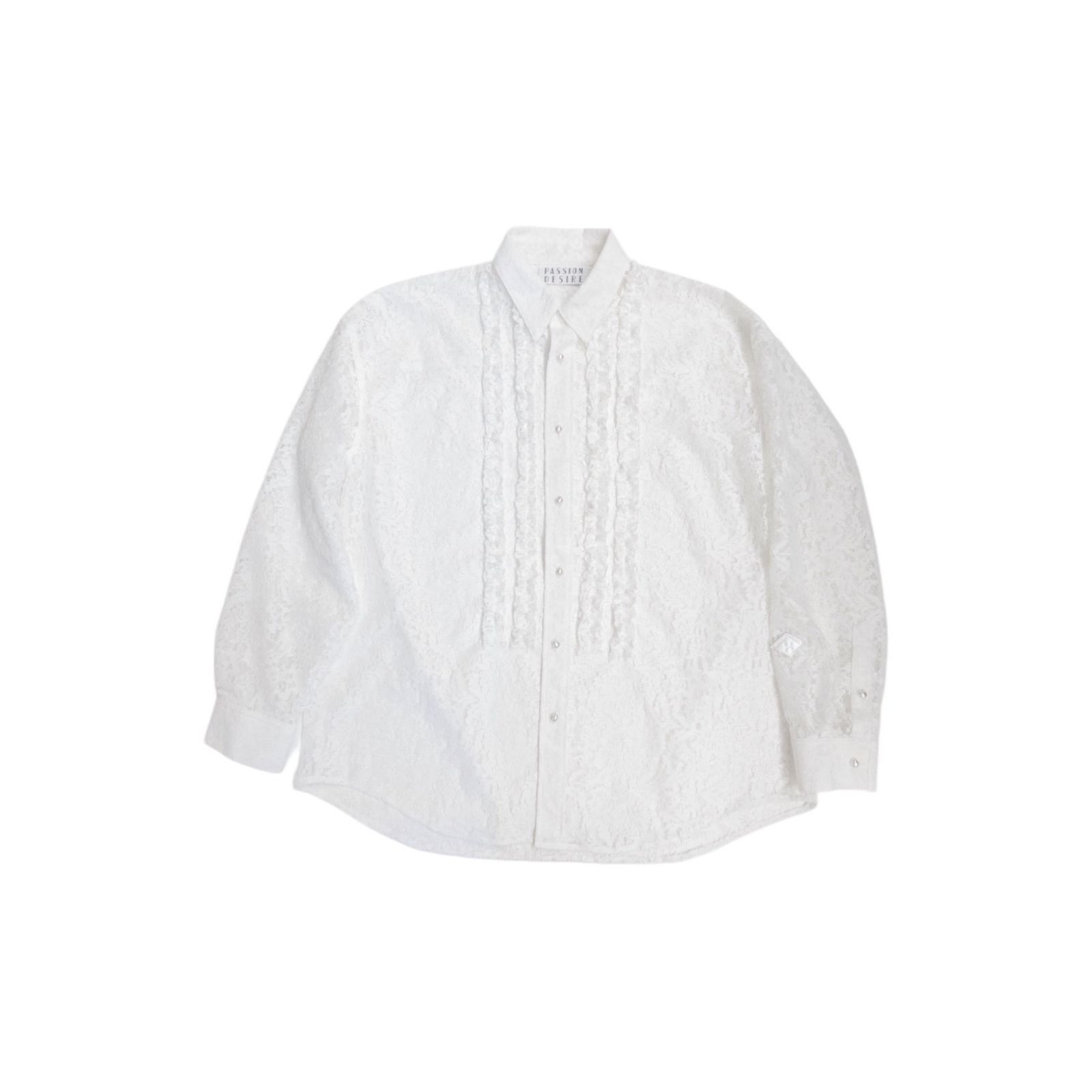 FLOWER LACE FRILL SHIRT (WHT) / フラワーレース フリルシャツ