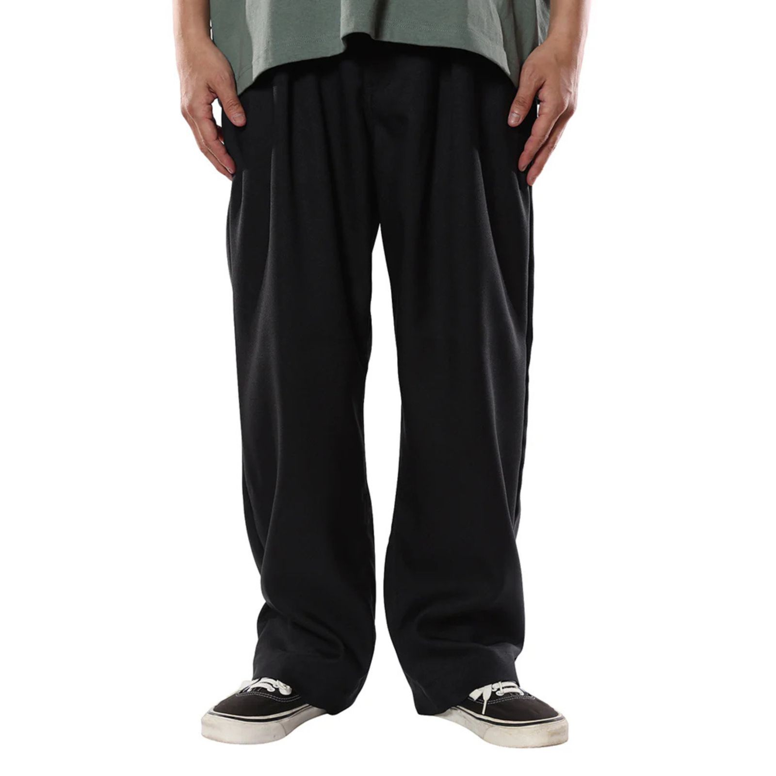 ST-P TUCK SLACKS (BLACK)｜スタプレ タック スラックス｜CL-26SS008