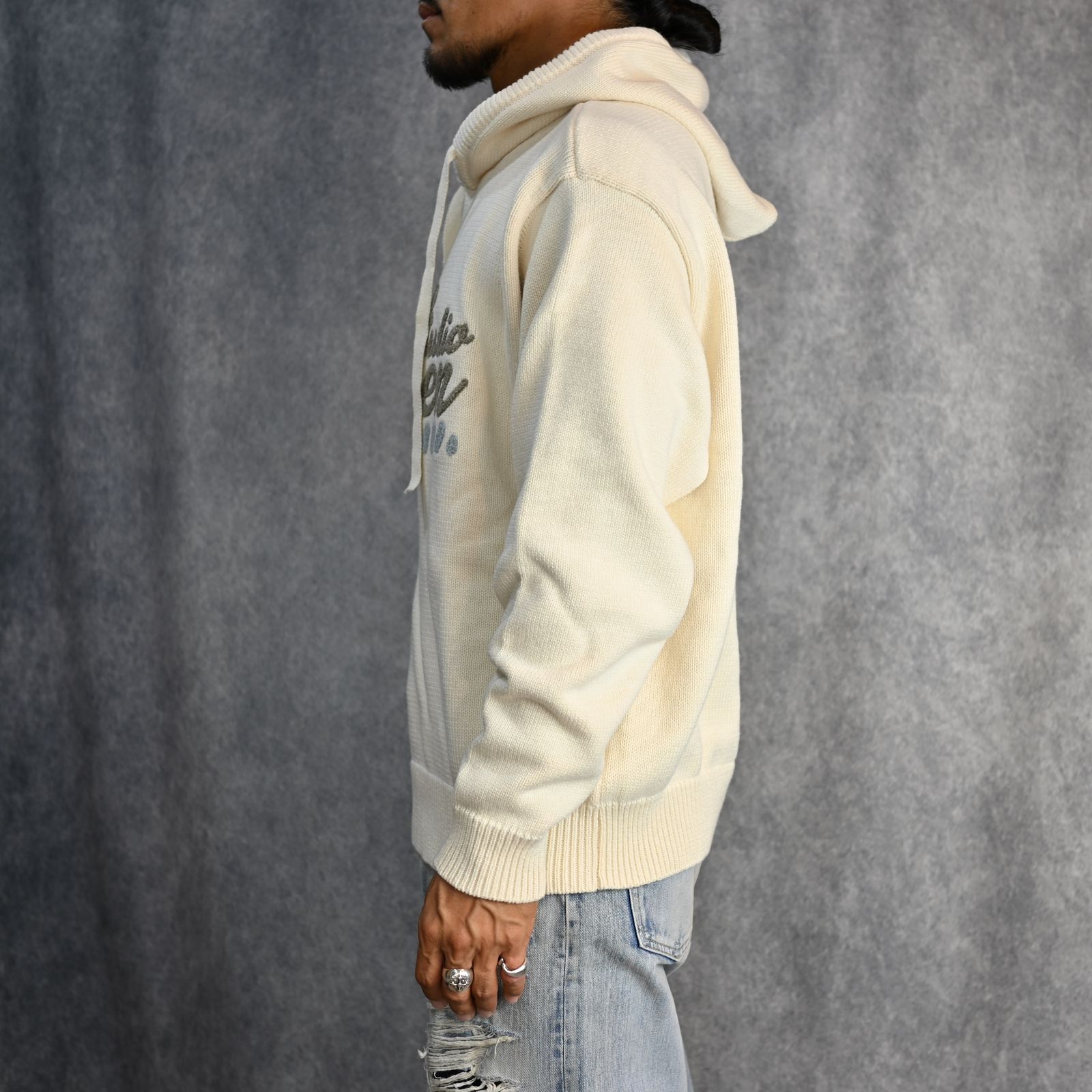 Logo Knit Hoodie （WHITE） / ロゴニット フーディー （ホワイト）