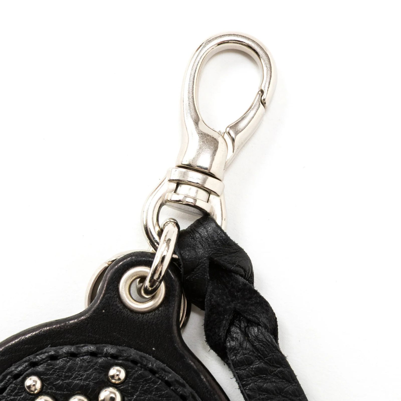 COLOR STONE STUDS LEATHER KEY RING (BLACK)｜カラーストーン スタッズレザー キーリング キーホルダー｜CL-26SS019LE
