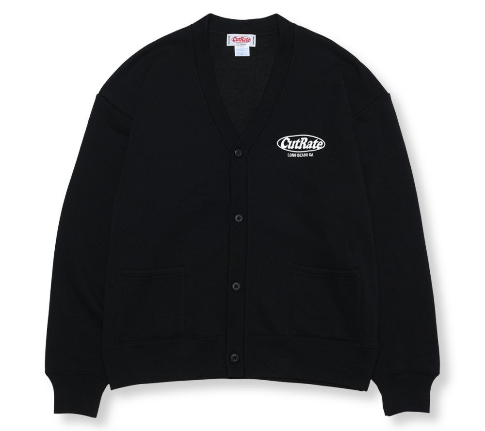 CUTRATE - CUTRATE LOGO EMBROIDERY SWEAT CARDIGAN (BLACK×CHARCOAL