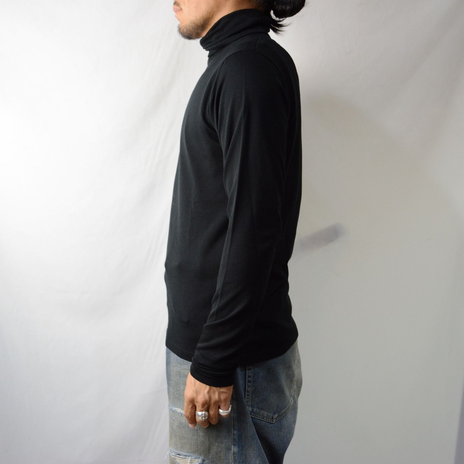 MINEDENIM - CP Knit Turtle Neck Pullover （BLK） / キュプラニット