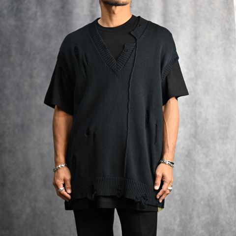 7G2P JERSEY V NECK VEST （BLACK） / ニットベスト （ブラック） HP-K13-098