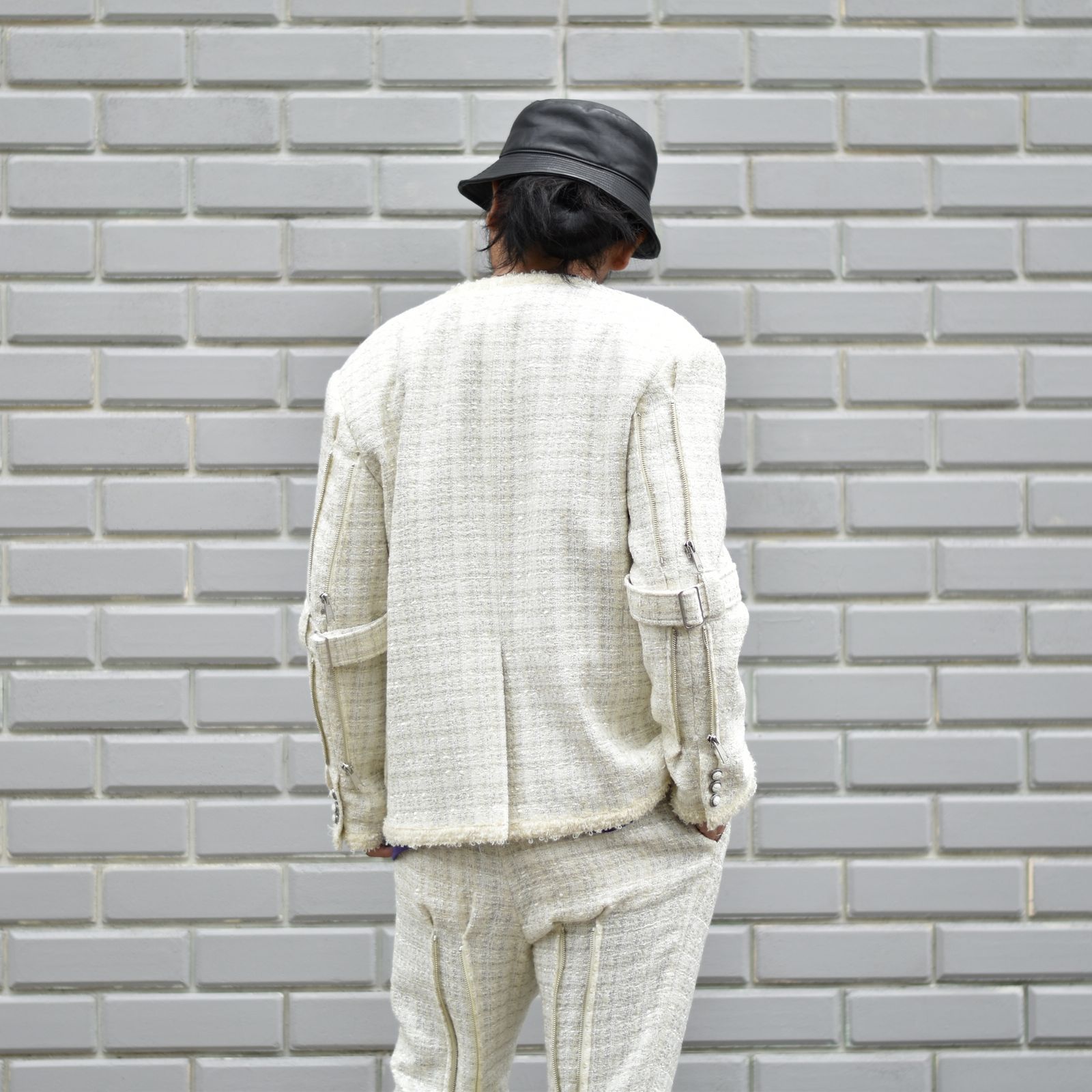 el conductorH - MIXED TWEED BONDAGE NO COLLAR JKT (IVORY