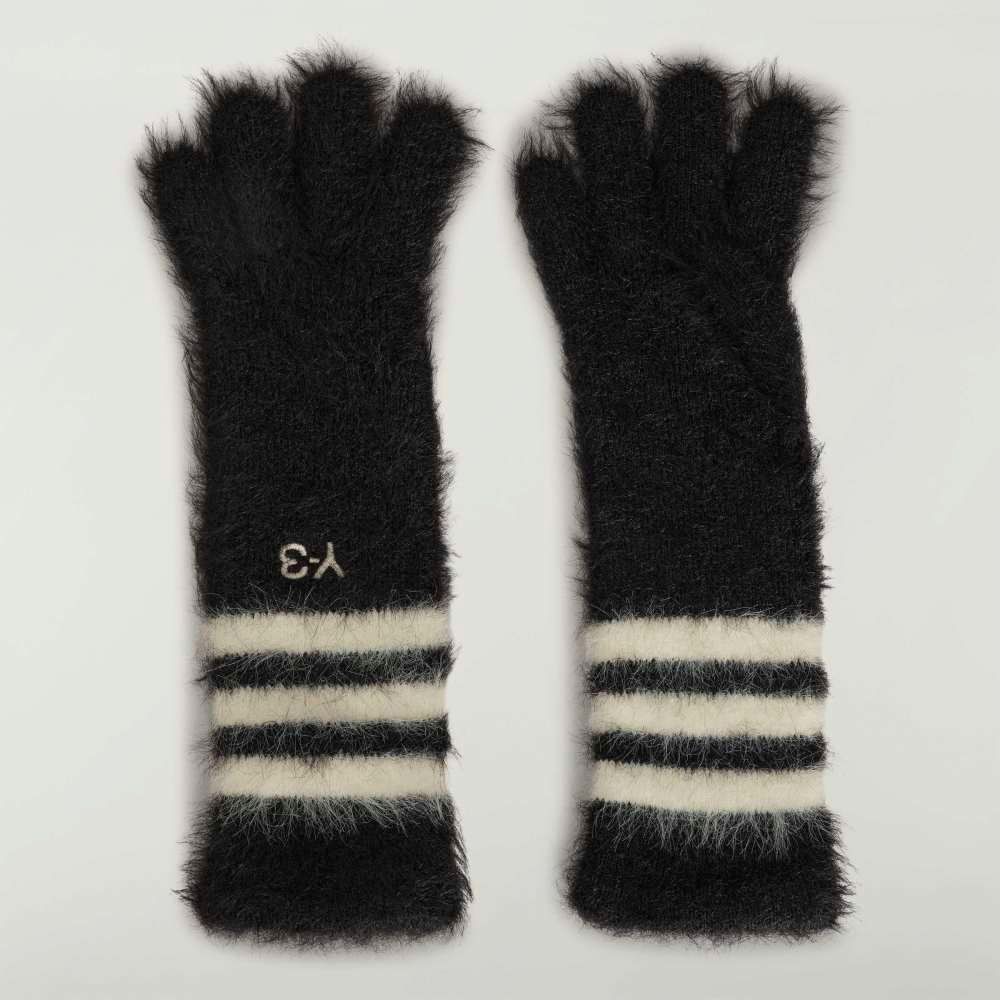 Y-3 STRIPES GLOVES （BLACK） / ニット グローブ 手袋 （ブラック）｜KV2909