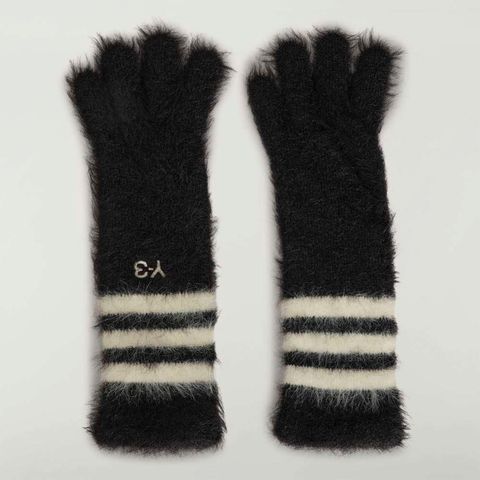 Y-3 STRIPES GLOVES （BLACK） / ニット グローブ 手袋 （ブラック）｜KV2909