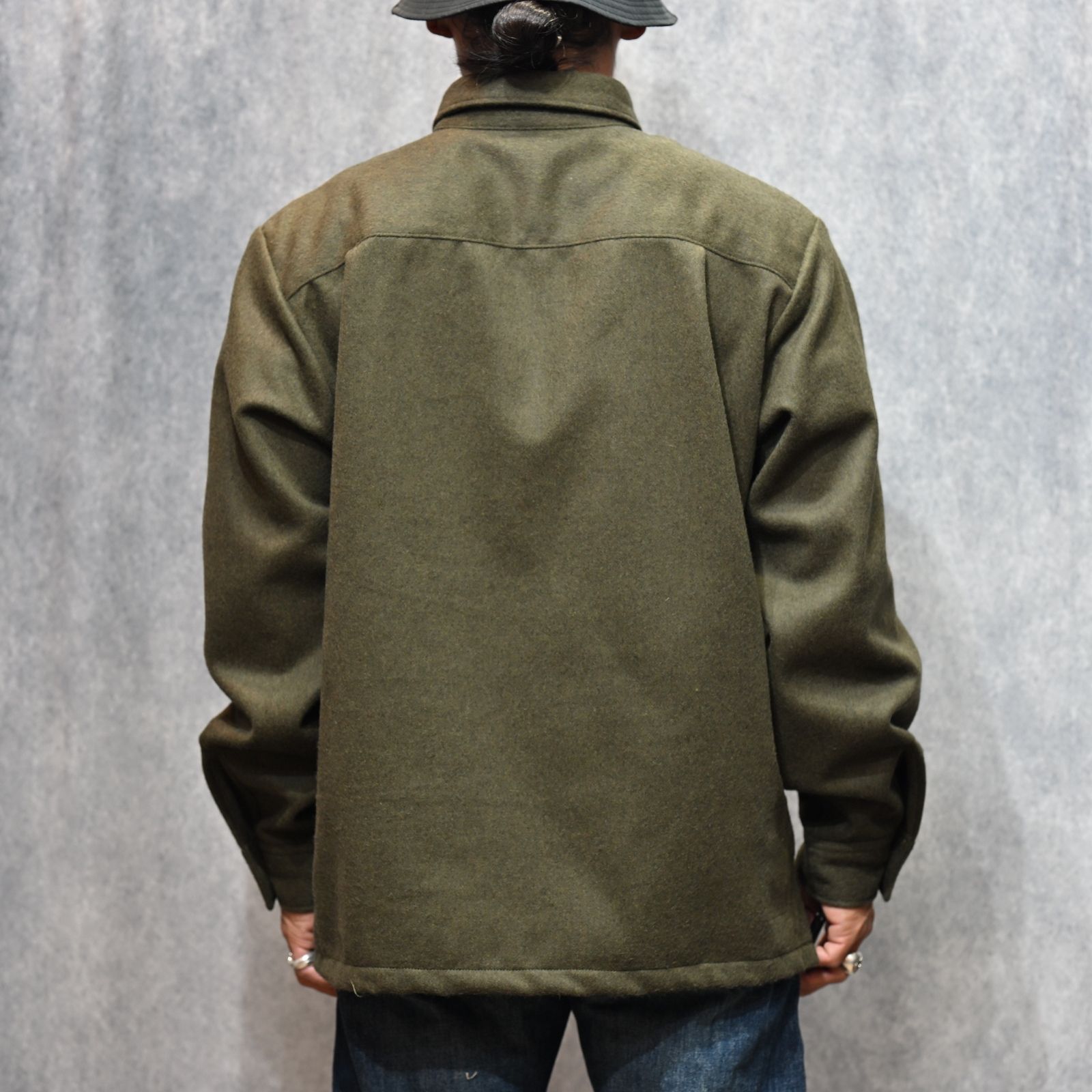 Wool Light Melton Pullover SH （KHA） / ウールメルトン プルオーバーシャツ （カーキ）｜2509-5003