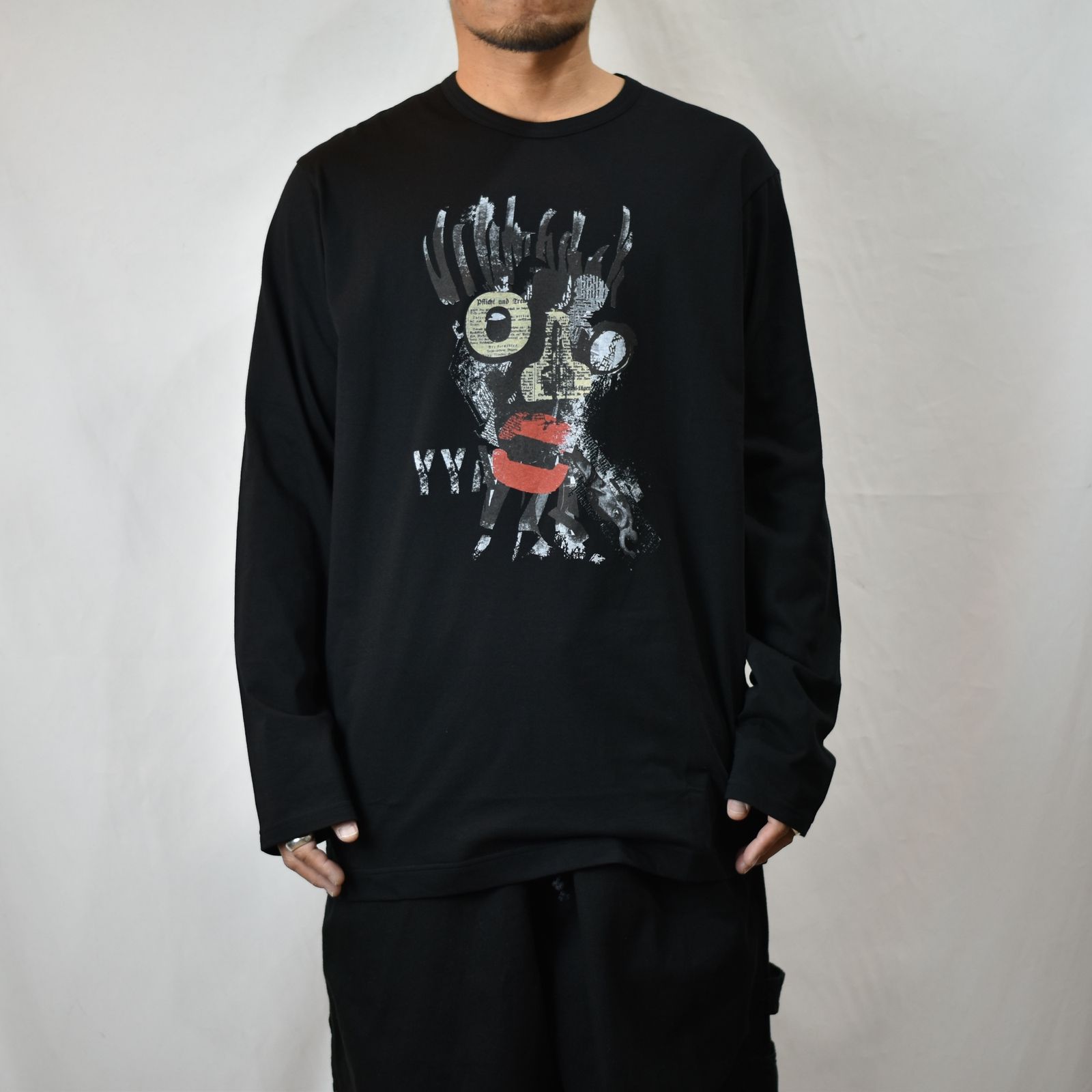30/- COMBED SINGLE JERSEY PT LONG SLEEVE (BLACK) / プリント ロングスリーブ （ブラック）