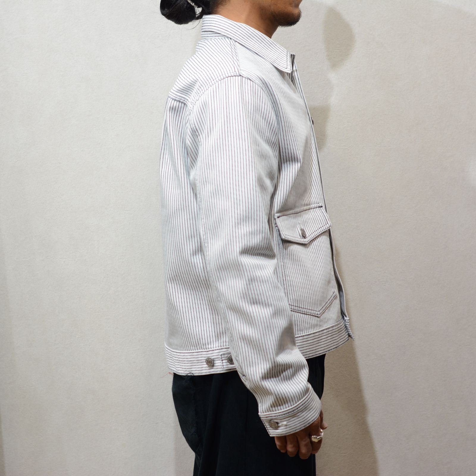 Hickory Print Denim Trucker JKT