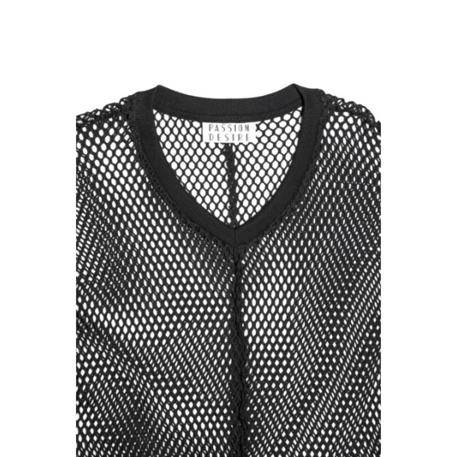 MESH V-NECK PULLOVER TOP (BK) / メッシュ Vネック プルオーバートップ