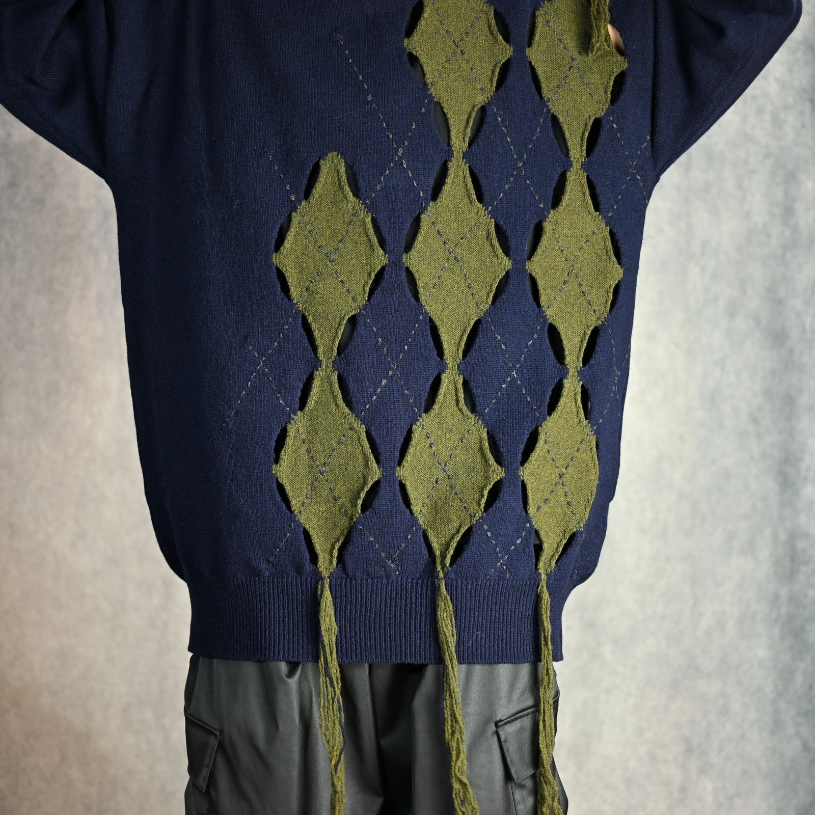 JERSEY X ARGYLE BIG PULOVER （NAVY） /  アーガイル柄 ビッグ プルオーバーニット （ネイビー）