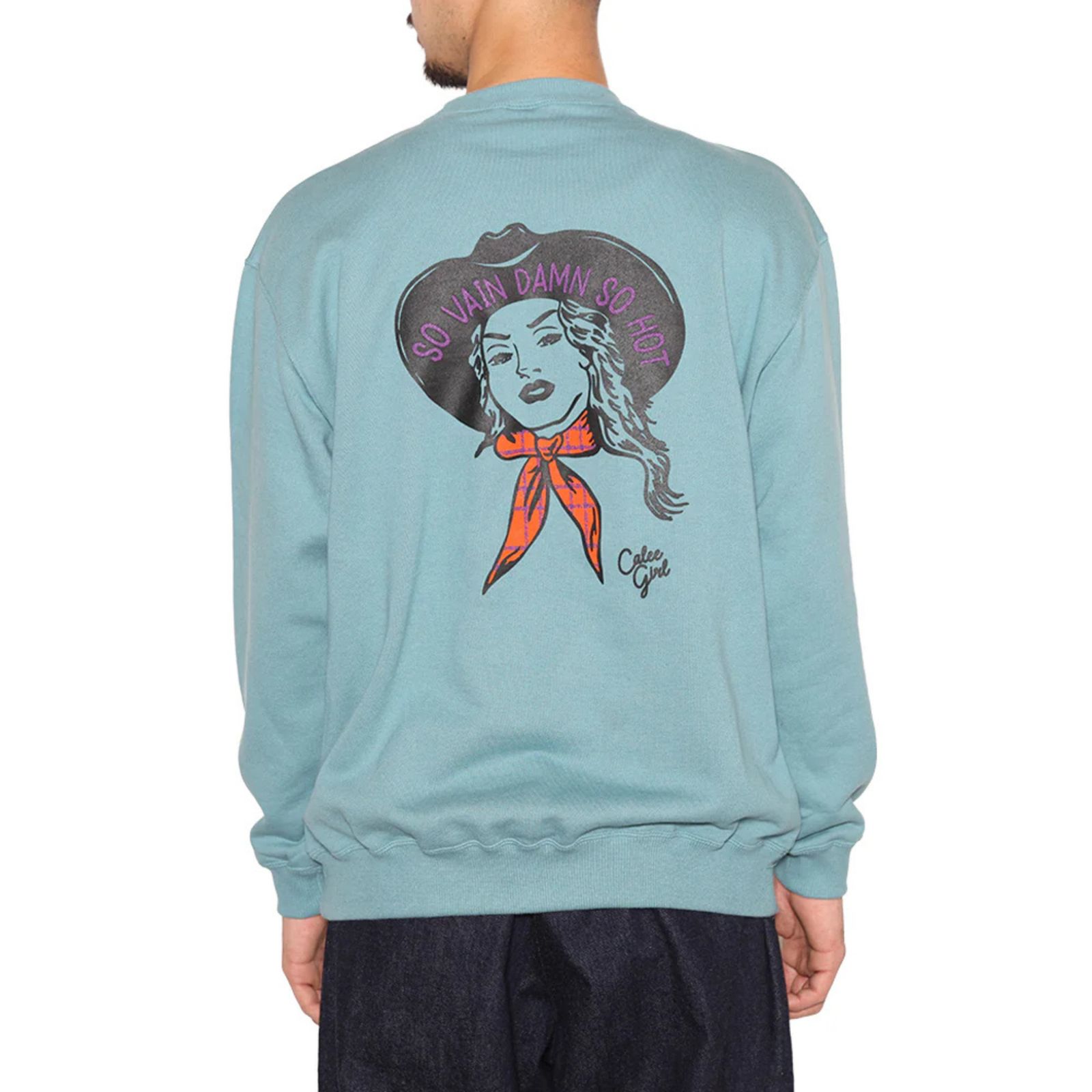 SYNDICATE RETRO WESTERN GIRL CREW NECK SW (TURQUOISE BLUE)｜クルーネック スウェット トレーナー｜CL-25AW029