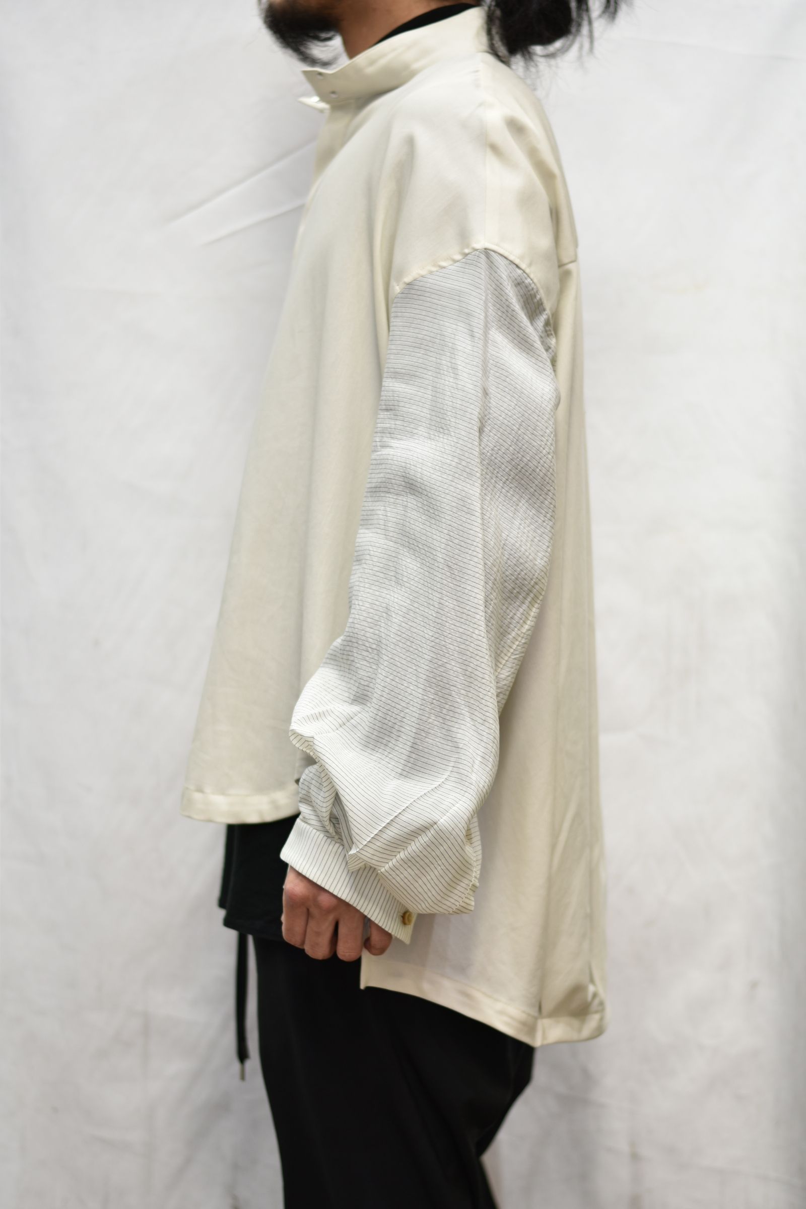 スタンドカラー ルーズシャツ / LB21SS-SH02-CP (ECUR×PIN BORDER)