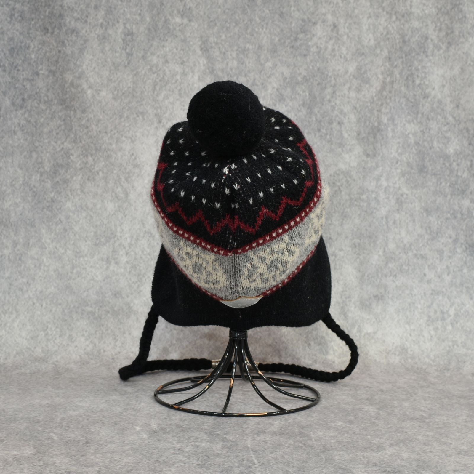 WOOL KNIT FLAP POMPOM BEANIE (BK)｜ポンポンニット帽｜PD25AAC09