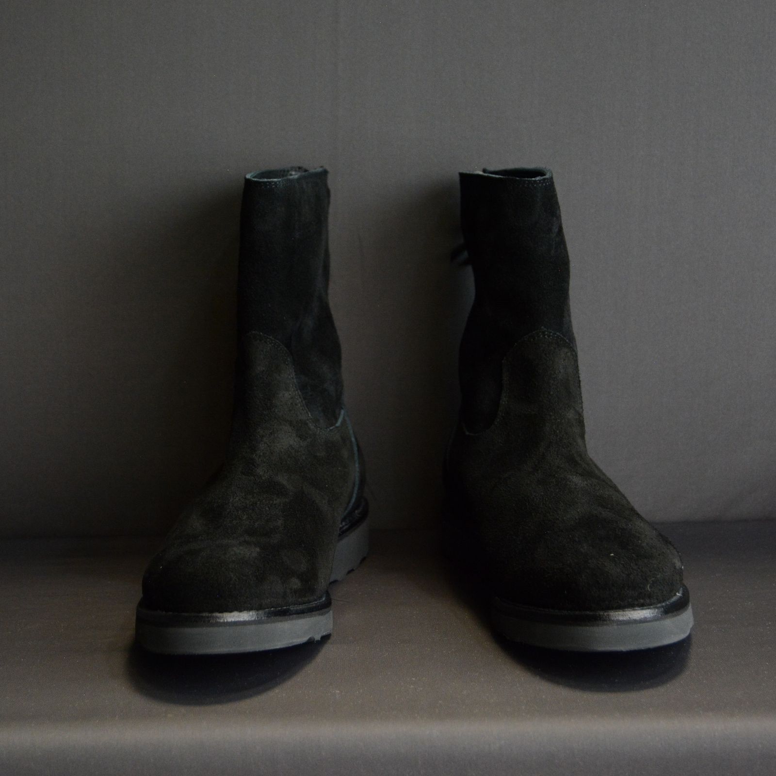 MINEDENIM - Suede Leather Back Zip Boots （BLACK） / スエード