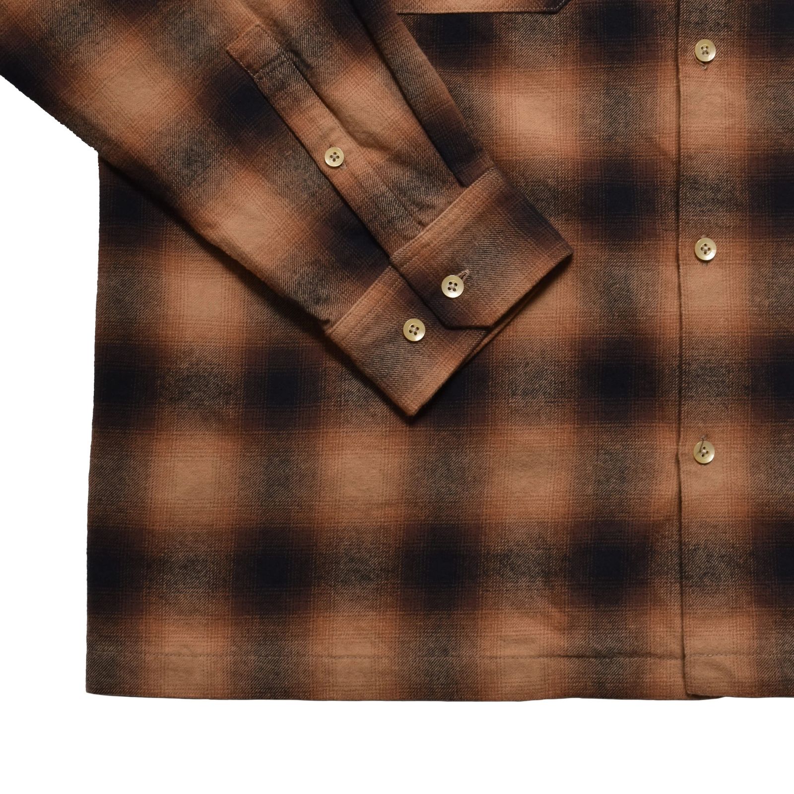 C.Flannel Ombre Open Collar SH （BRT）｜コットンフランネル オンブレーチェック オープンカラーシャツ｜2509-5004