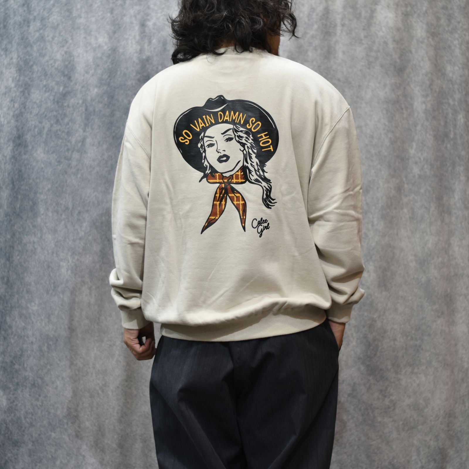 SYNDICATE RETRO WESTERN GIRL CREW NECK SW (Lt. BEIGE)｜クルーネック スウェット トレーナー｜CL-25AW029
