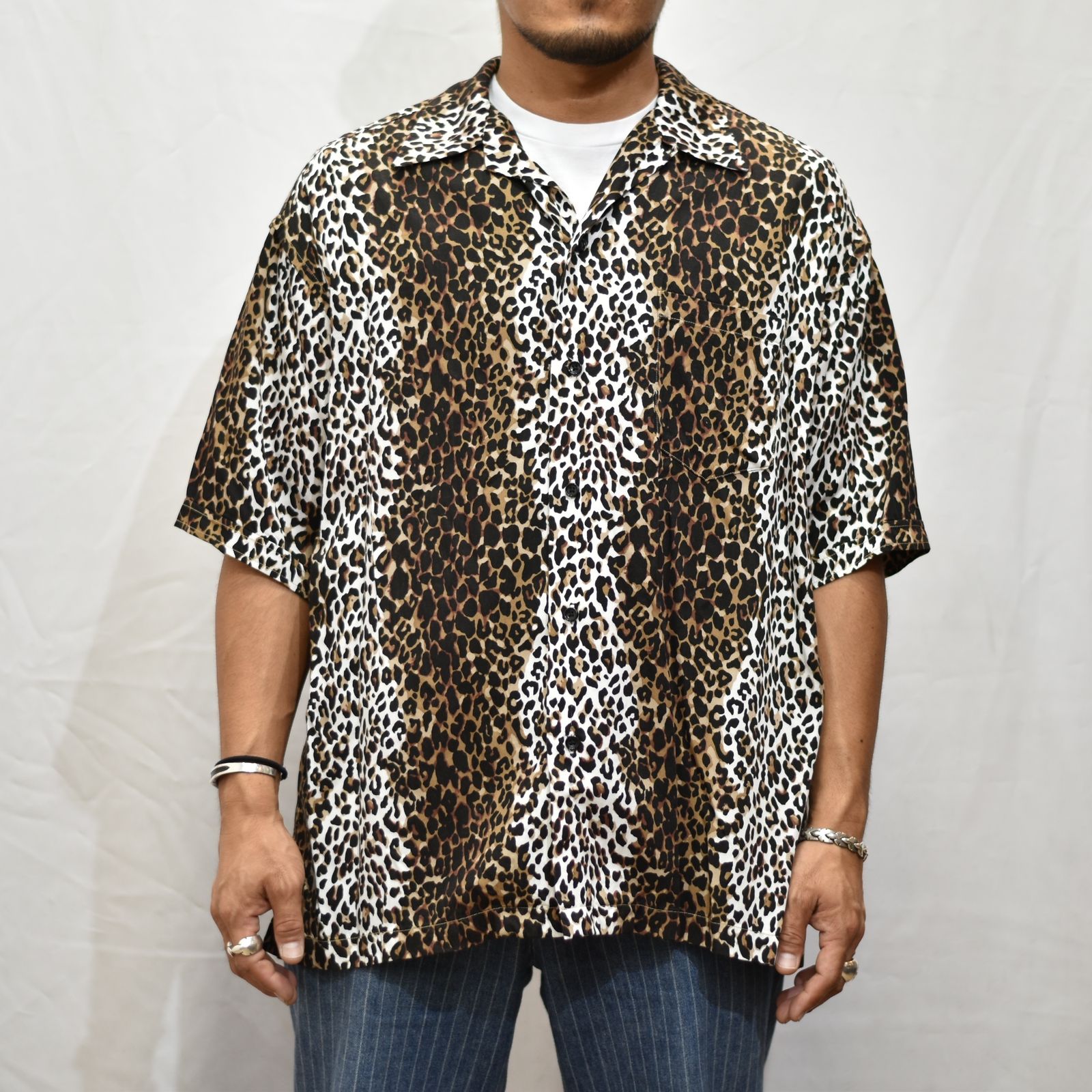 トップス MINEDENIM CD LEOPARD TRIMMING SHIRTS MINEDENIM - 【代金引換不可】 CD Leopard Denim S/S Open