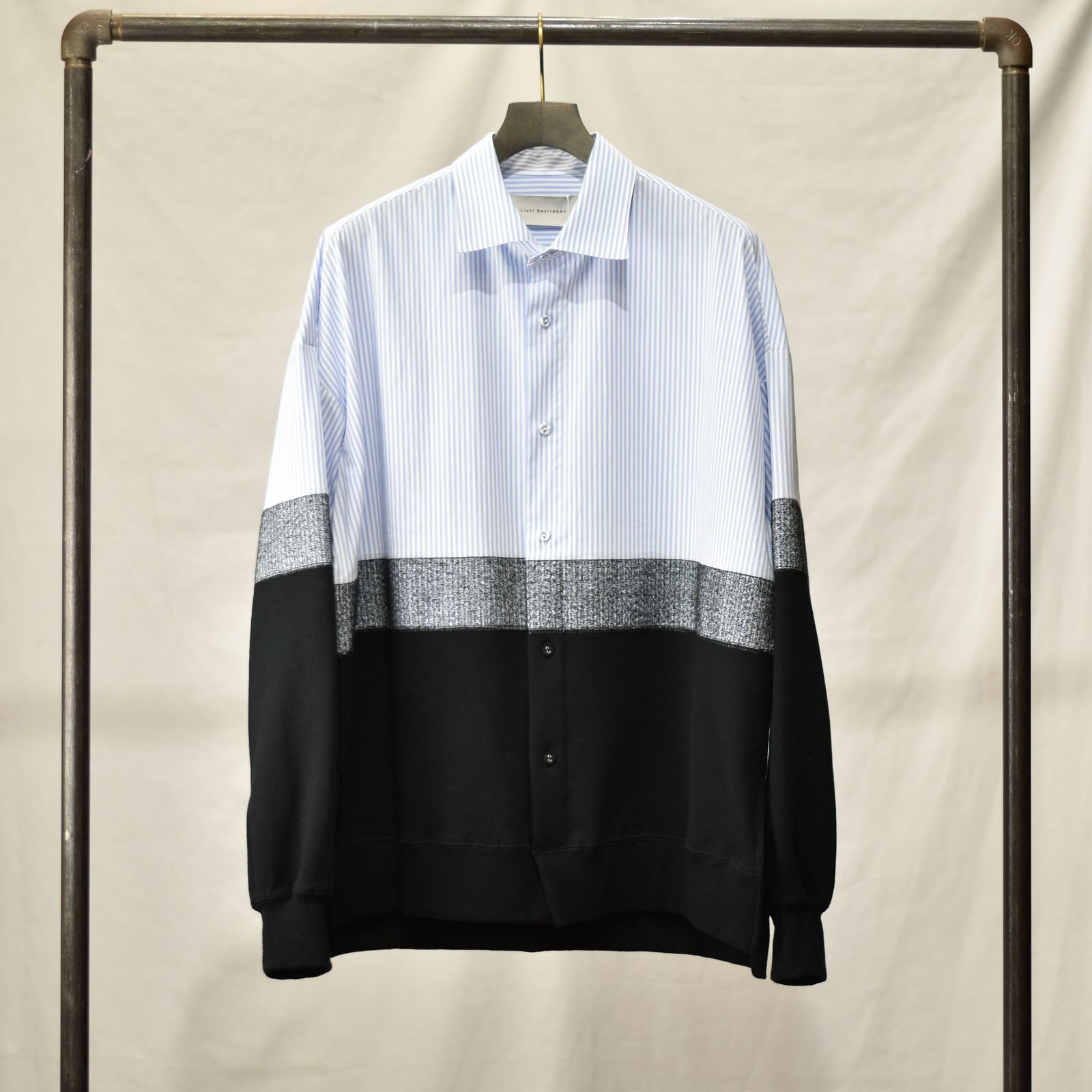 ニードルパンチ 切り替えシャツ / LB23SS-SH01-NDP (SAX STRIPE×BLACK)