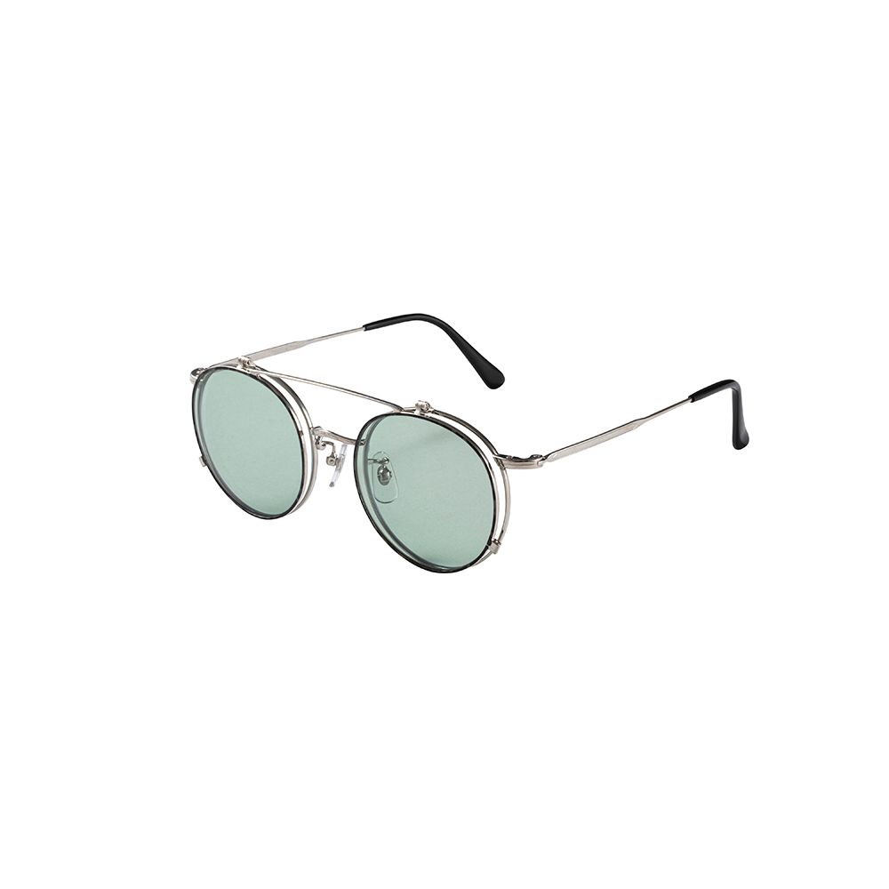 CALEE - Flip up type circle metal glasses -Limited- (Sliver.Green