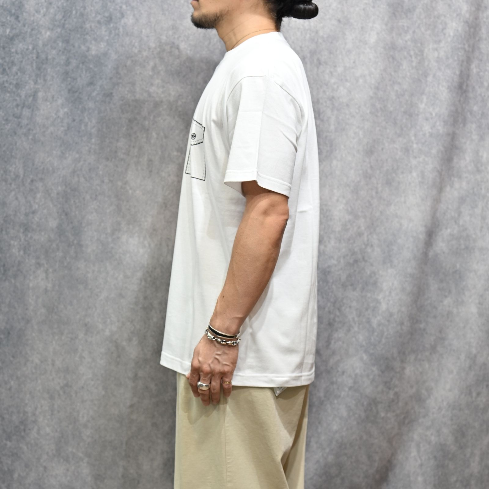 Y1935 FAKE POCKET TEE （WHITE）｜ フェイクポケット プリント Tシャツ （ホワイト） 602-261-16