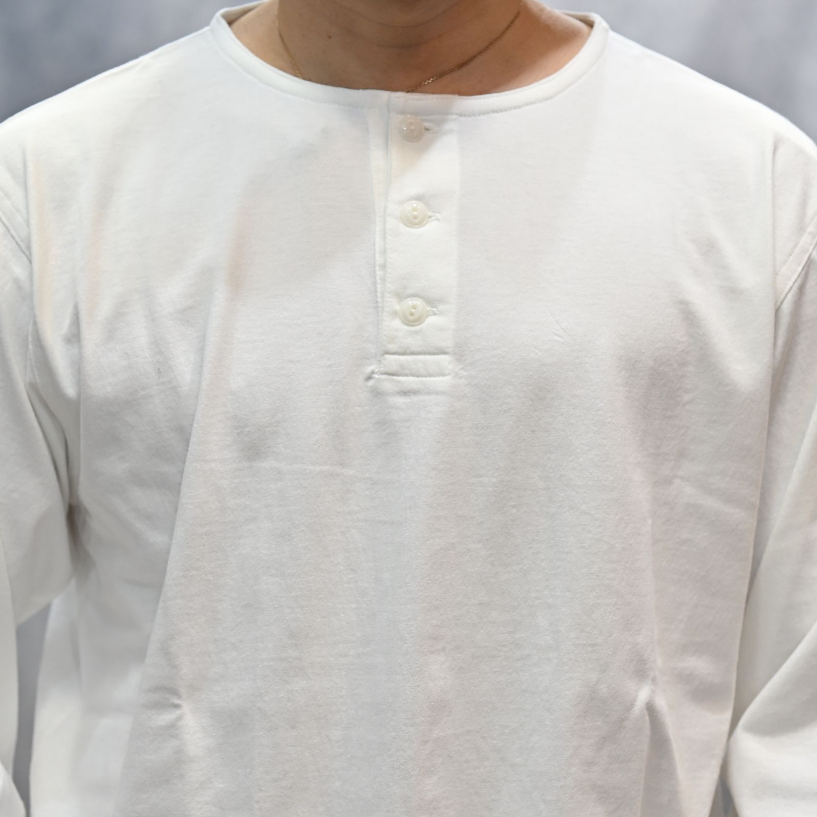 HENLEY NECK L/S TEE （WHITE）｜ ヘンリーネック ロングスリーブ （ホワイト） 602-261-15