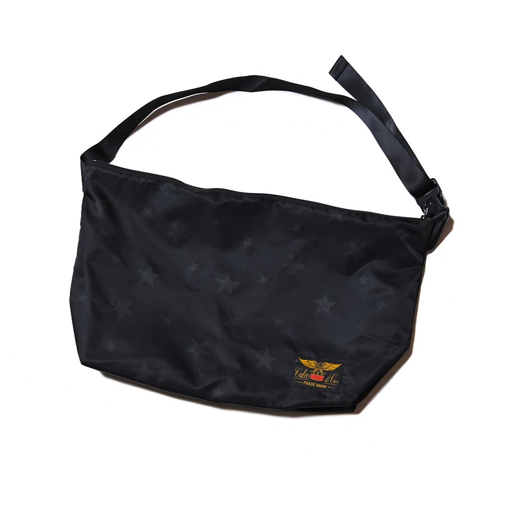 CALEE - Allover star pattern MA-1 nylon shoulder bag (Black) / 星