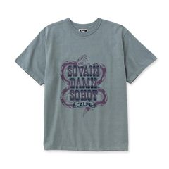 GARMENT DYE SNAKE LOGO TEE ＜BARTHDAY WORKS DESIGN＞ (GREEN GRAY)｜スネーク ロゴプリント ポケットTシャツ｜CL-26SS003BW