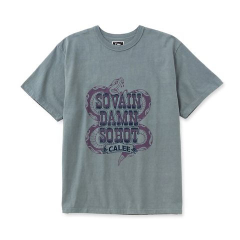 GARMENT DYE SNAKE LOGO TEE ＜BARTHDAY WORKS DESIGN＞ (GREEN GRAY)｜スネーク ロゴプリント ポケットTシャツ｜CL-26SS003BW