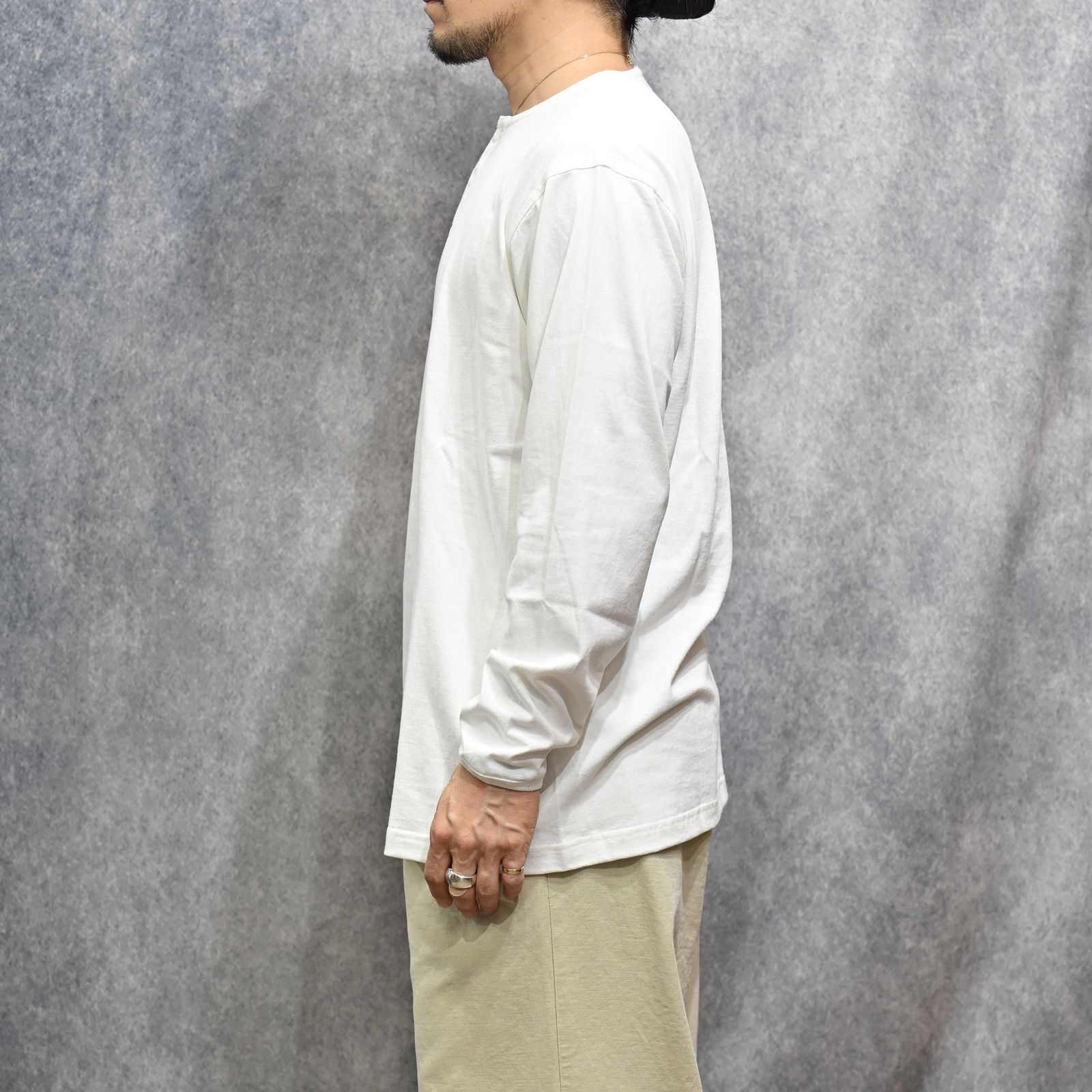 HENLEY NECK L/S TEE （WHITE）｜ ヘンリーネック ロングスリーブ （ホワイト） 602-261-15