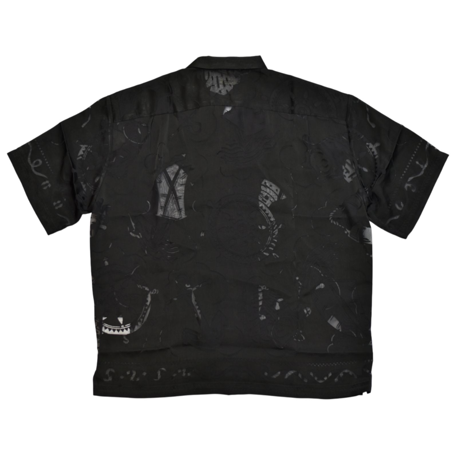 Open Collar S/S Burn Out Shirt "BRASCO" (BLACK)｜オープンカラーシャツ｜Y02002