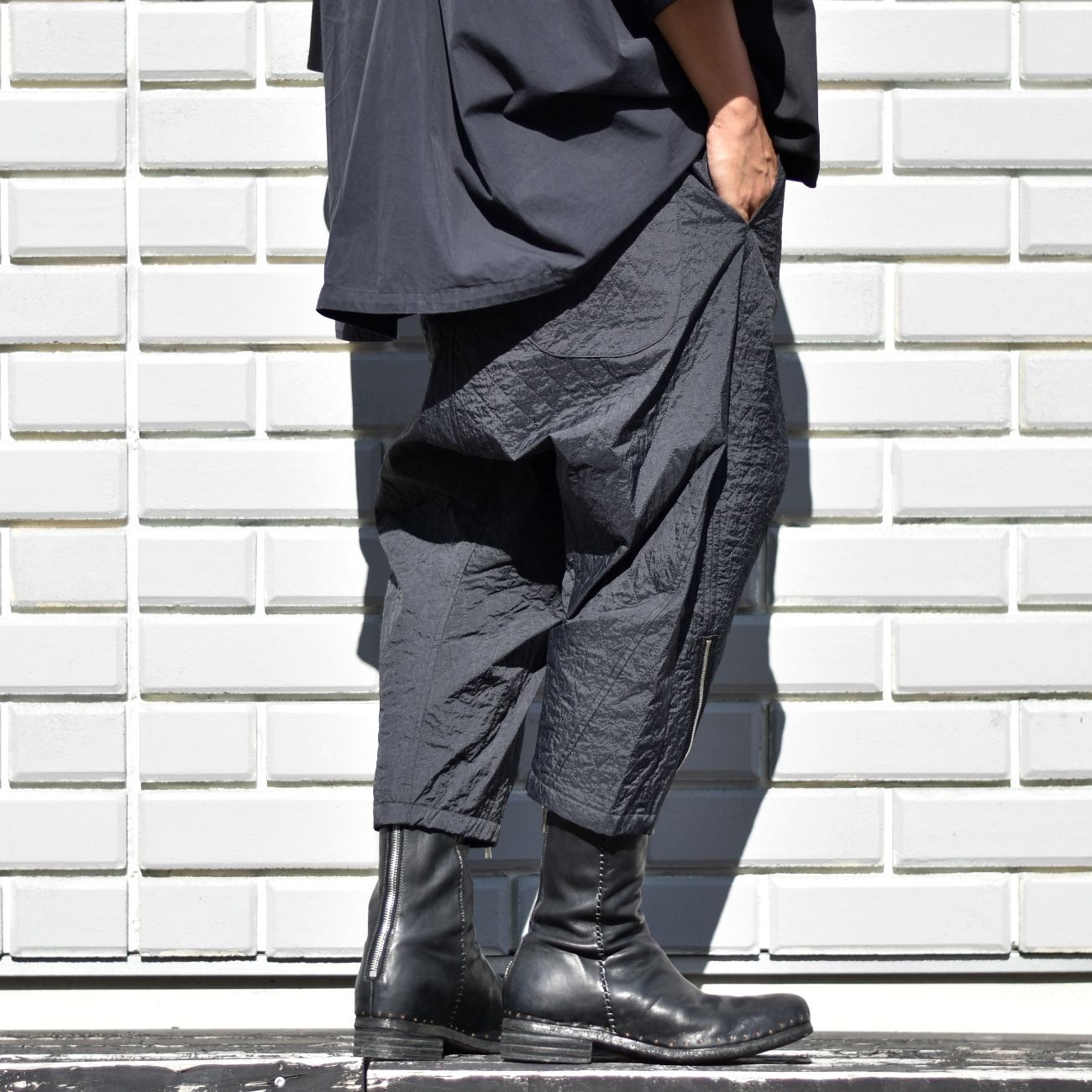 prasthana - quilting passive pants (BLACK) / キルティング パッシブ