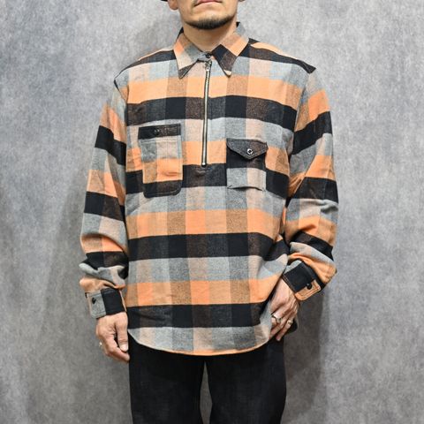 Y1936 H-ZIP FLANNEL CHECK SHIRT （ORANGE / オレンジ）｜ 602-262-03