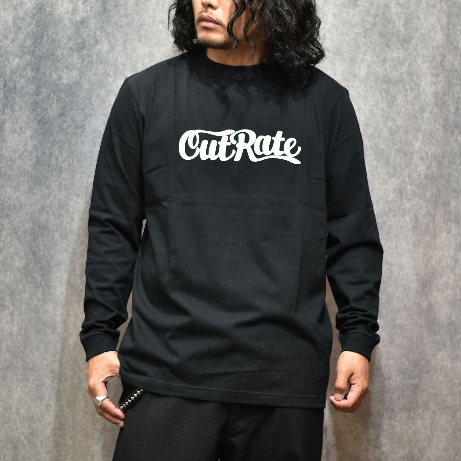 CUTRATE LOGO L/S TEE (BLACK)｜プリント ロンT｜CR-26SS006