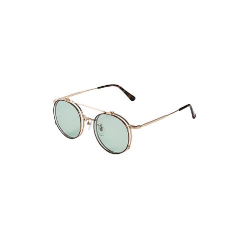 Flip up type circle metal glasses -Limited- (Gold.Green) / フリップアップタイプ サークルメタル グラシズ -数量限定-