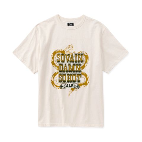 GARMENT DYE SNAKE LOGO TEE ＜BARTHDAY WORKS DESIGN＞ (WHITE)｜スネーク ロゴプリント ポケットTシャツ｜CL-26SS003BW