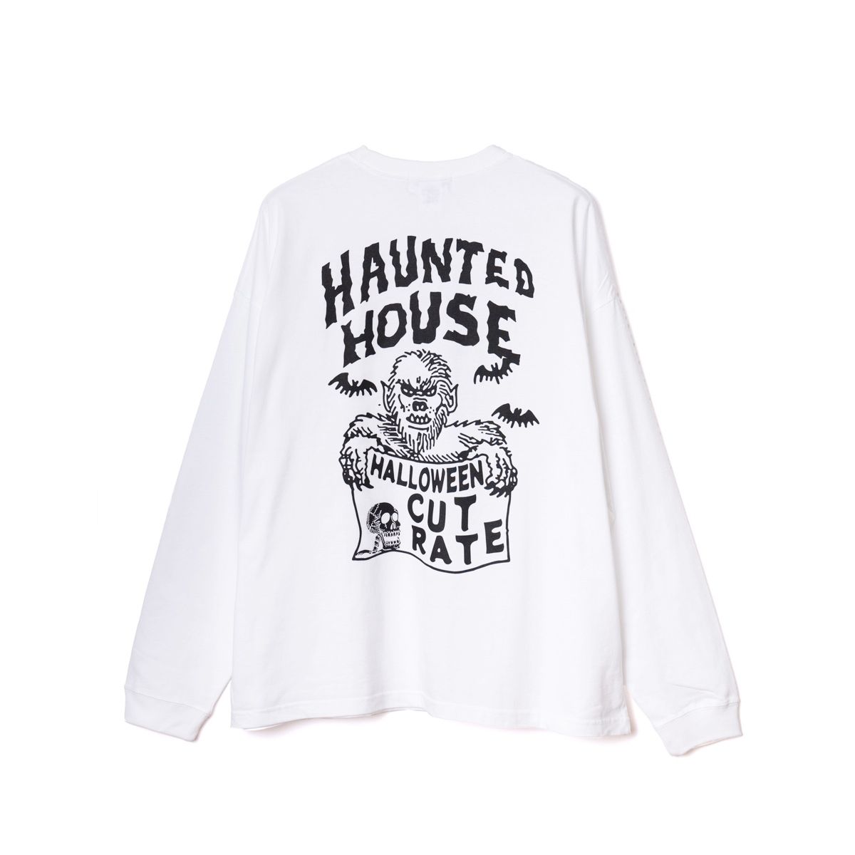 HORROR NIGHT DROP SHOULDER L/S TEE <WOLF> (WHITE) / ドロップショルダー ロンT