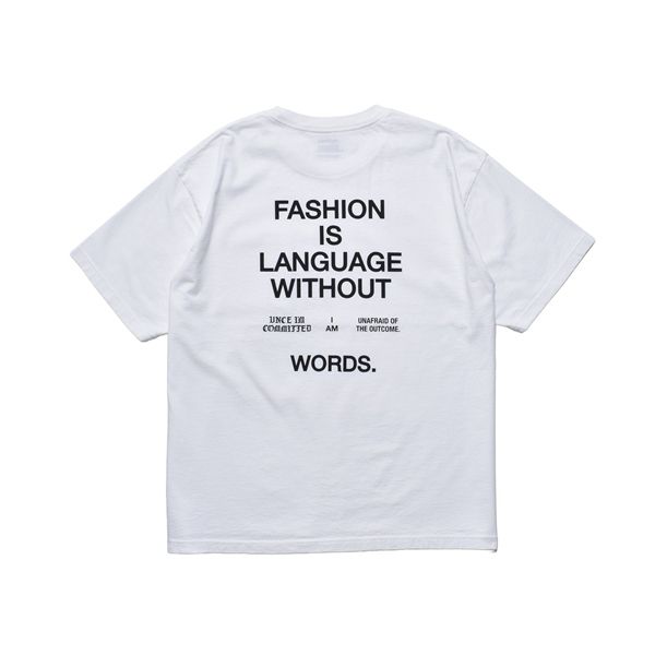 FASHION IS LANGUAGE TEE （WHT） プリント Tシャツ （ホワイト）｜MDFBF08401