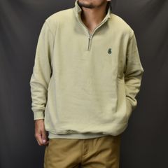 EMBROIDERY STAND COLLAR HALF ZIP SW (BEIGE) / スタンドカラーハーフジップスウェット