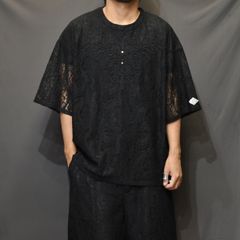 CORD EMBROIDERED PAISLEY LACE S/S T-SHIRT (BK) / コード刺繍 ペイズリー レース Tシャツ